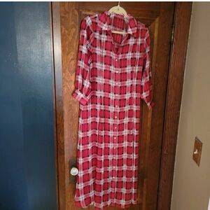 Soft Surroundings Sheer Plaid Duster Large